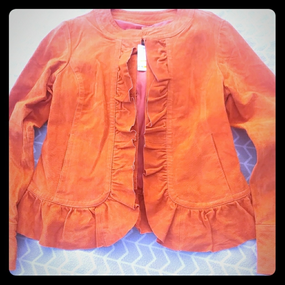 Prosper & Devine Suede Leather Ruffle Jacket